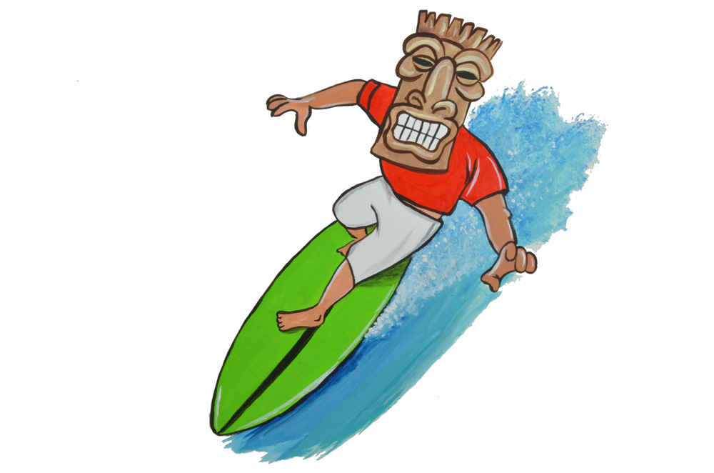 Tiki Surfer Decal/Sticker - Click Image to Close