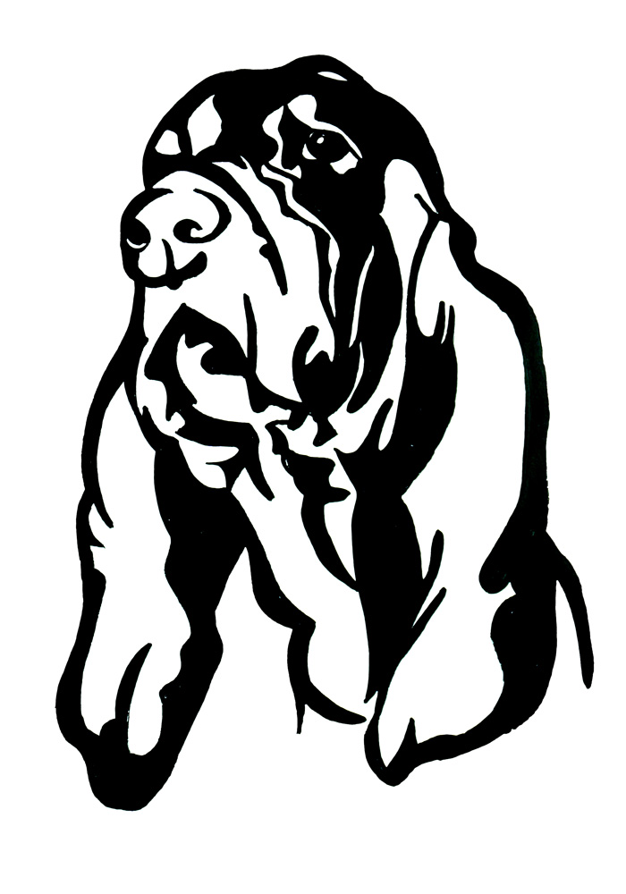 Coon Dog Outline Decal/Sticker - Click Image to Close