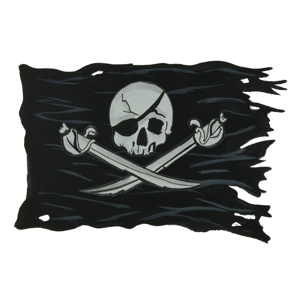 Skull and Cross Flag Decal/Sticker - Click Image to Close
