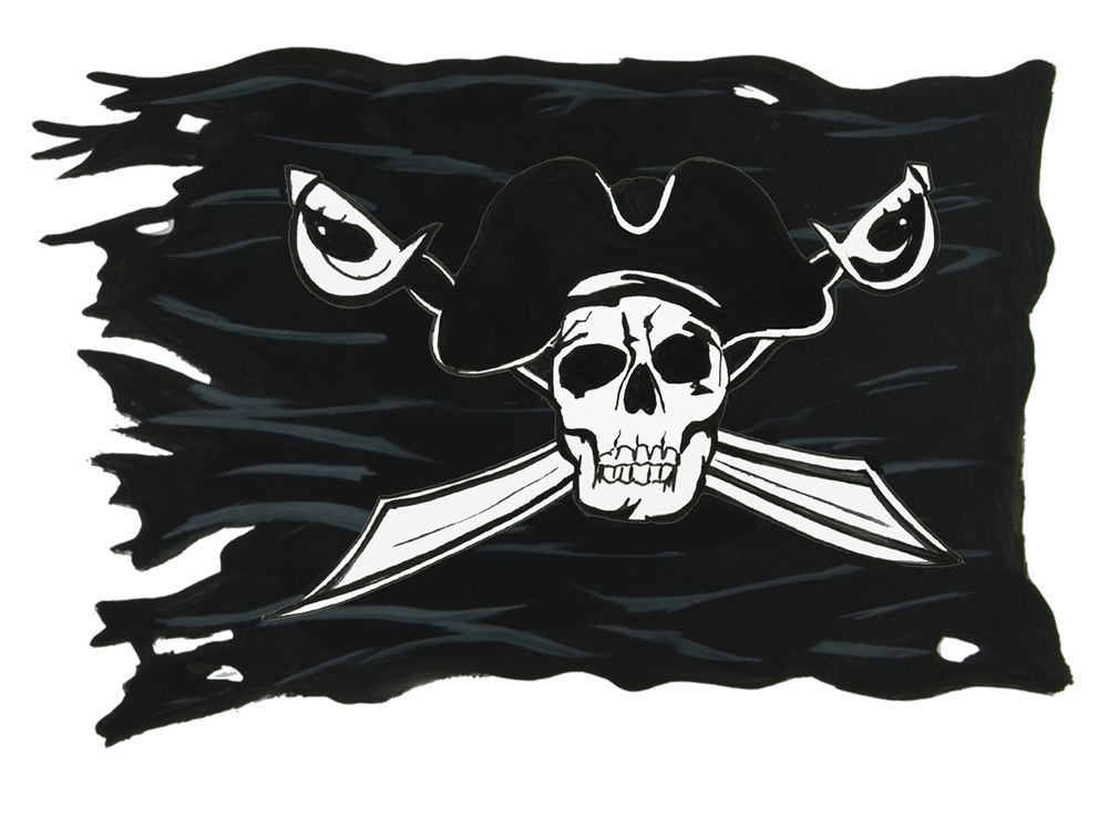 PIRATE BATTLE FLAG Decal/Sticker - Click Image to Close