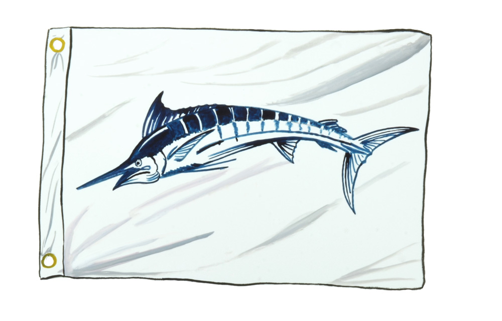 Blue Marlin Release Flag Decal/Sticker - Click Image to Close
