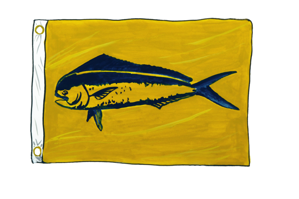 Mahi Mahi Release Flag Decal/Sticker - Click Image to Close