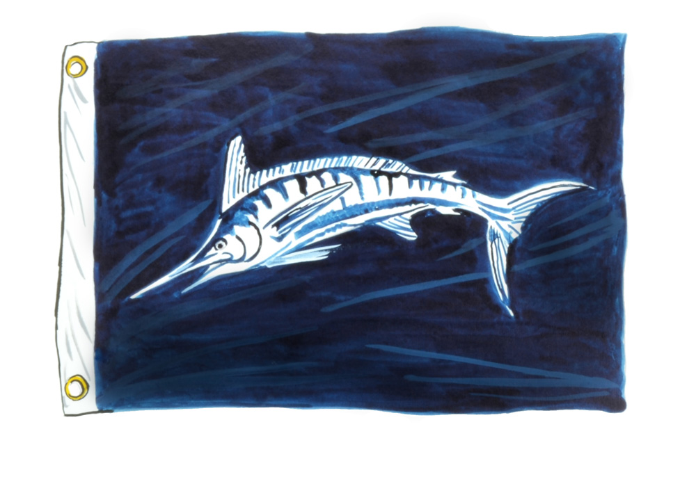 White Marlin Release Flag Decal/Sticker