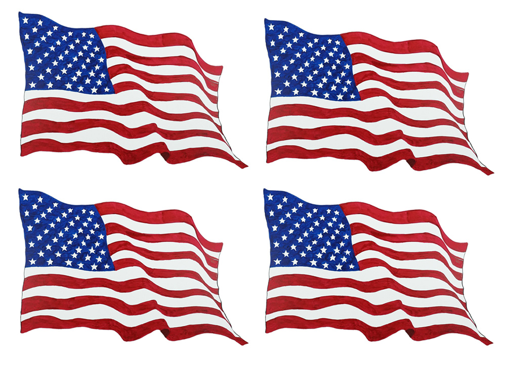 American Flag x 4 Decal/Sticker - Click Image to Close