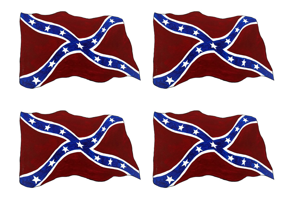 Confederate Flag x 4 Decal/Sticker - Click Image to Close