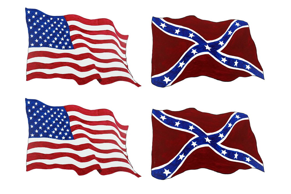 American and Confederate Flag Combo Decal/Sticker - Click Image to Close