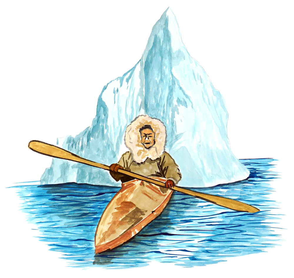 Eskimo In Kayak Decal/Sticker - Click Image to Close