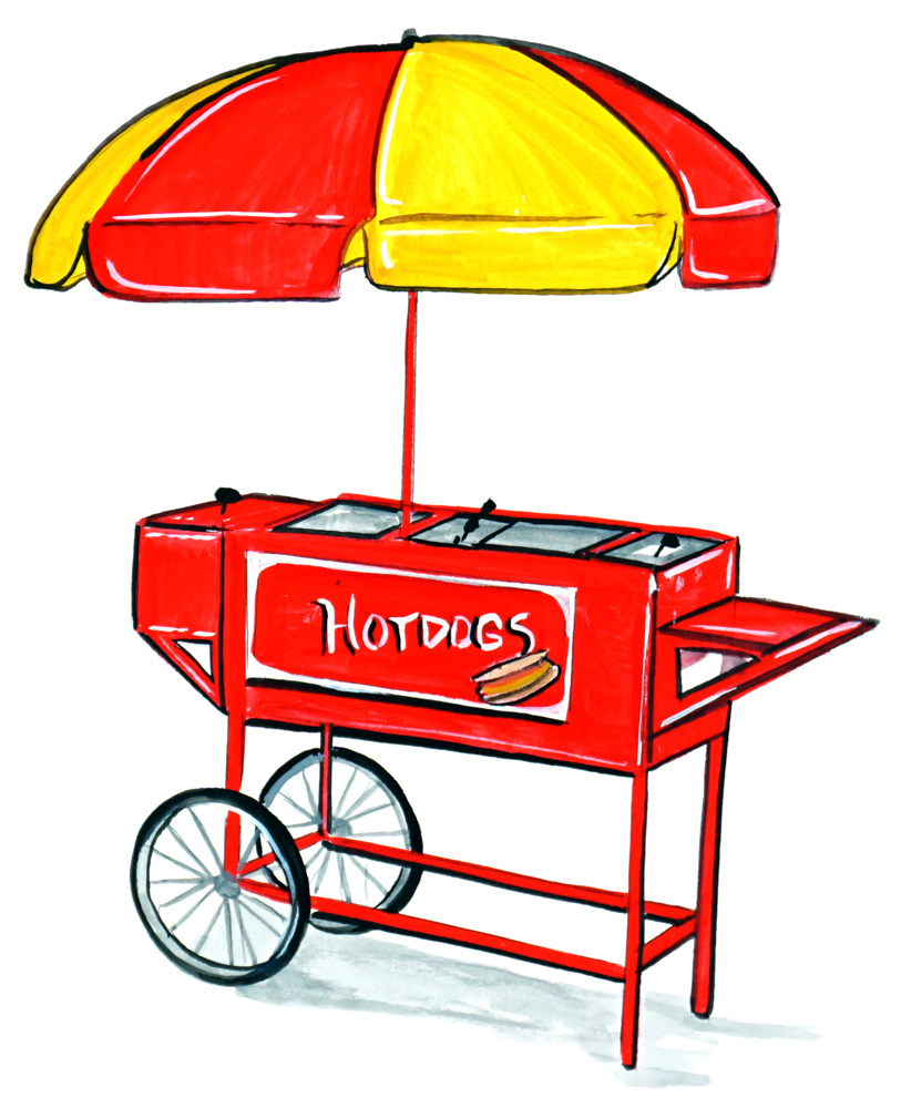 Hot Dog Cart Decal/Sticker - Click Image to Close