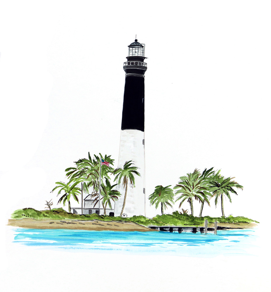 Tortugas Lighthouse Decal/Sticker - Click Image to Close