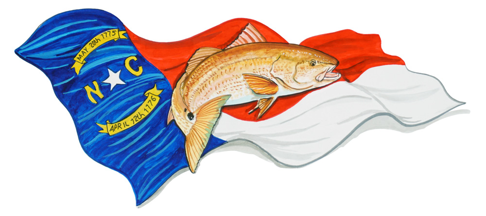 NC Flag & Redfish Decal/Sticker
