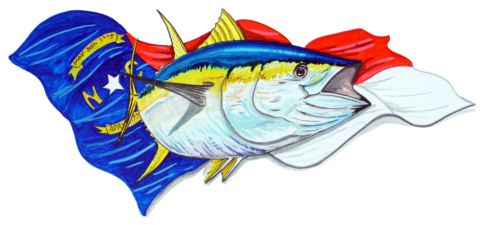 NC Flag & Yellowfin Tuna Decal/Sticker