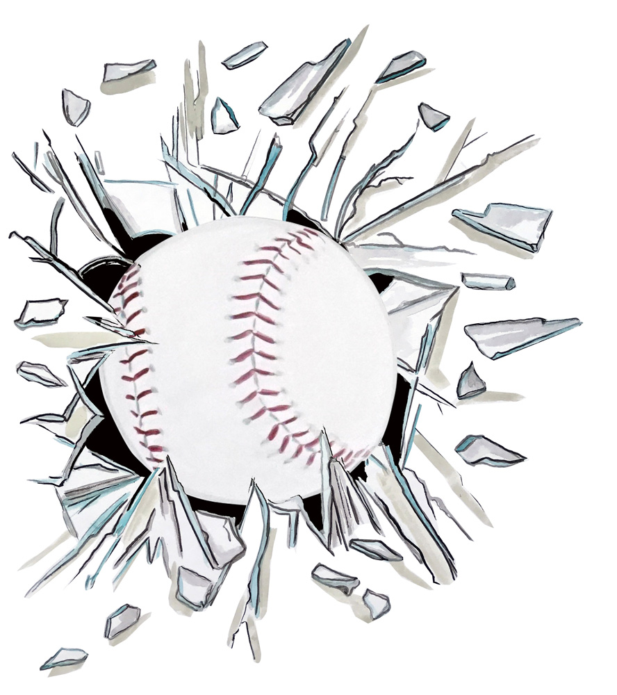 Broken Glass Baseball Decal/Sticker - Click Image to Close