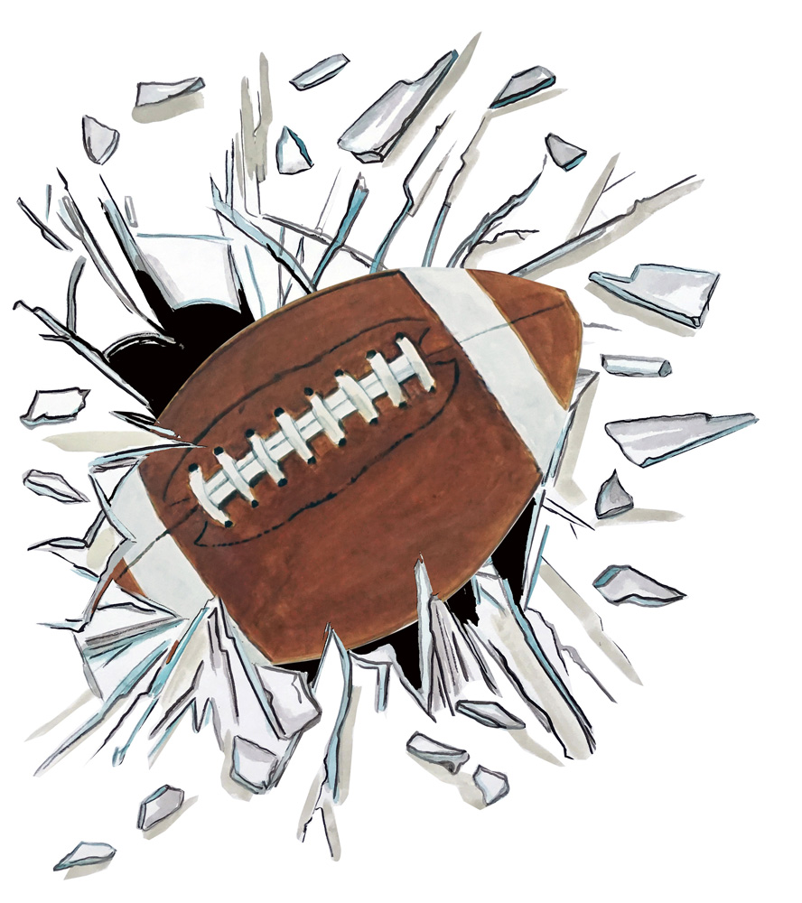 Broken Glass Football Decal/Sticker - Click Image to Close