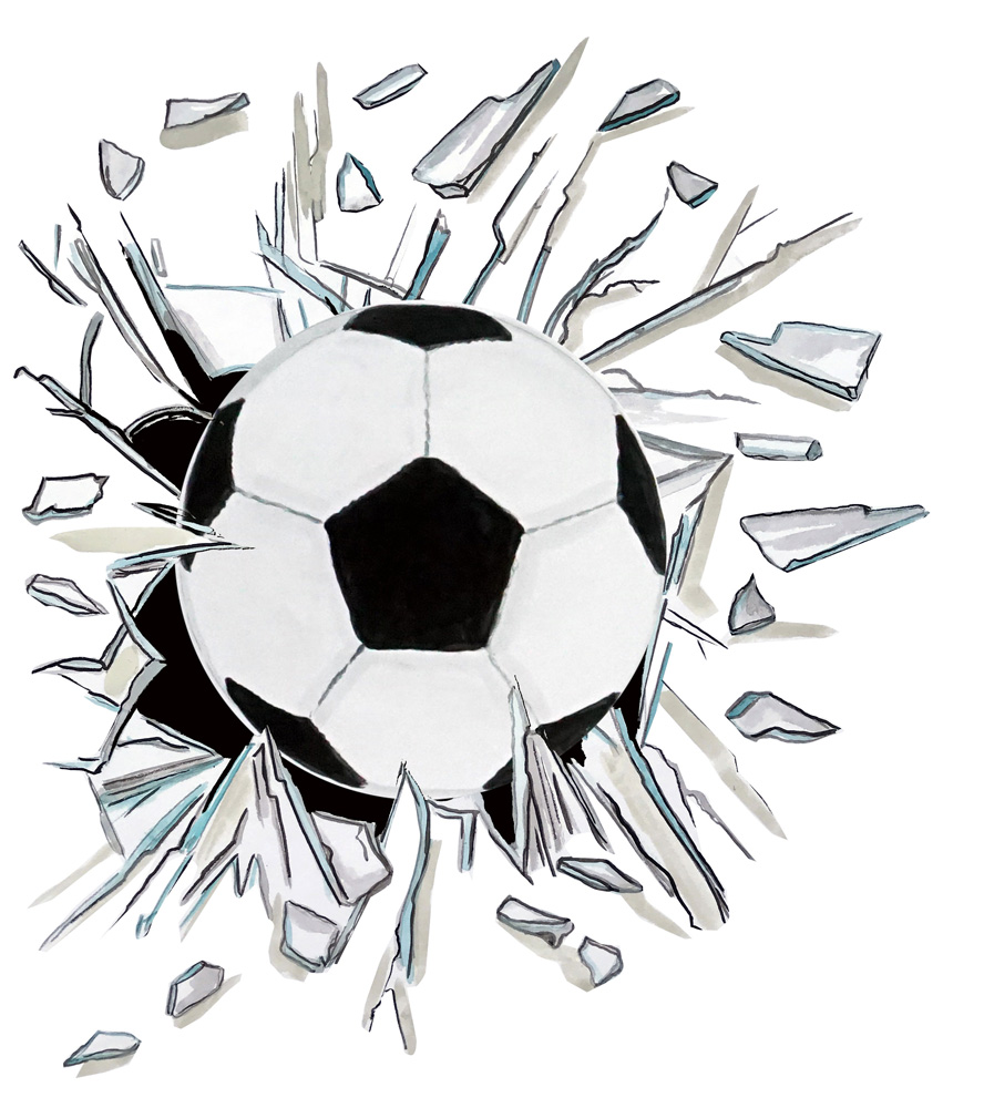 Broken Glass Soccer Decal/Sticker