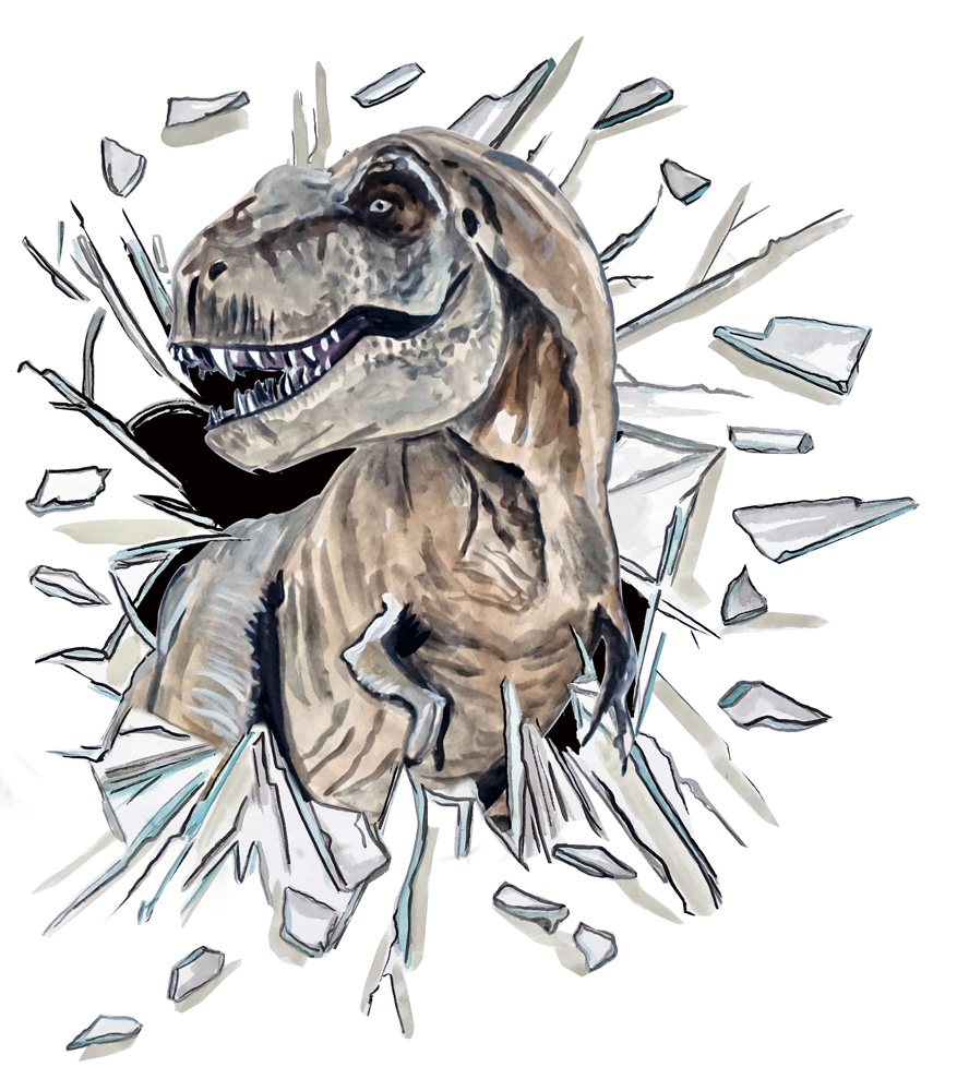 Broken Glass T-rex Decal/Sticker - Click Image to Close