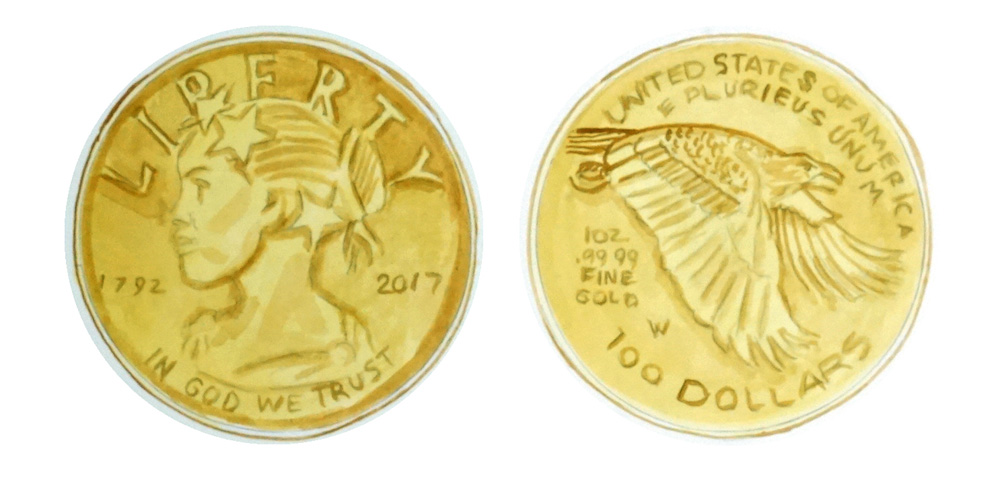 Liberty $100 Gold Coin Decal/Sticker for Windows/Accessories - Click Image to Close