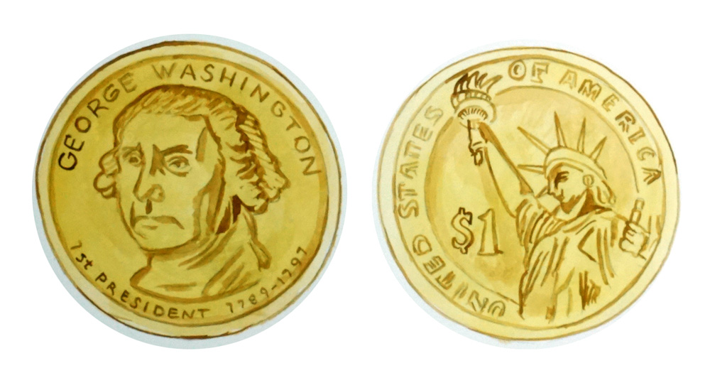 Washington $1 Gold Coin Decal/Sticker - Click Image to Close