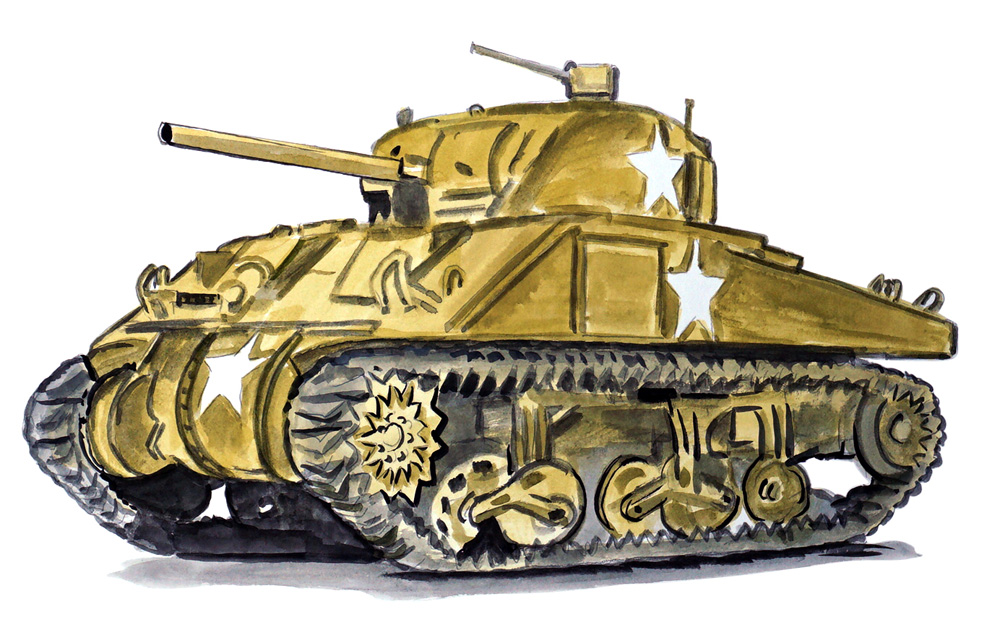 Sherman Battle Tank Decal/Sticker - Click Image to Close