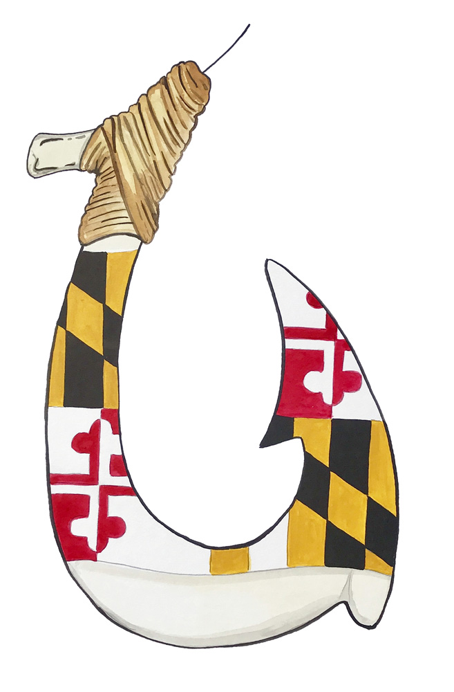 Maryland Flag Hook Decal/Sticker - Click Image to Close