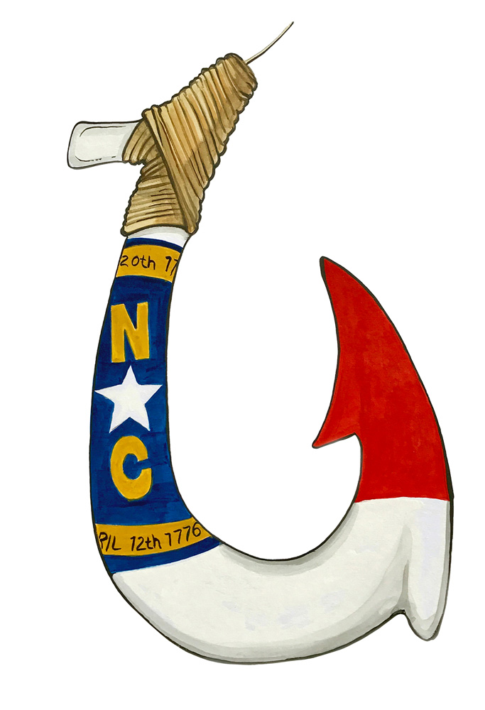 North Carolina Flag Hook Decal/Sticker - Click Image to Close