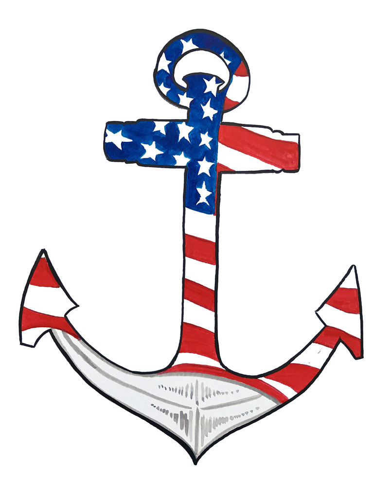 American Flag Anchor Decal/Sticker - Click Image to Close