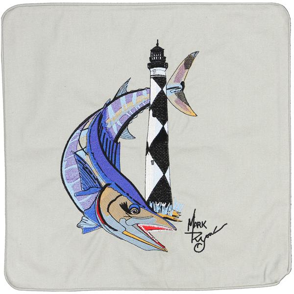 Wahoo/Cape Lookout Lighthouse Embroidered Canvas Pillow Cover - Click Image to Close