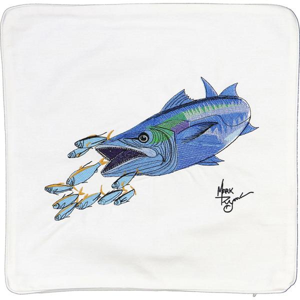 King Mackerel Embroidered Canvas Pillow Cover White