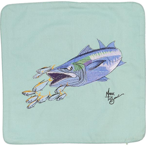 King Mackerel Embroidered Canvas Pillow Cover Aqua Marine - Click Image to Close