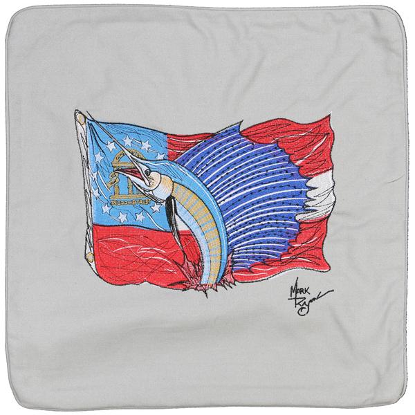 Georgia State Flag and Sailfish Embroidered Canvas Pillow Cover