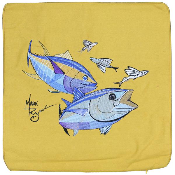 Bluefin Yellowfin Tuna Flying Fish Pillow Cushion Cover Gold