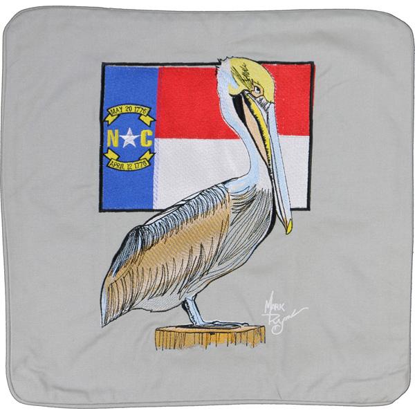 Pelican North Carolina State Flag Canvas Cushion Pillow Grey - Click Image to Close