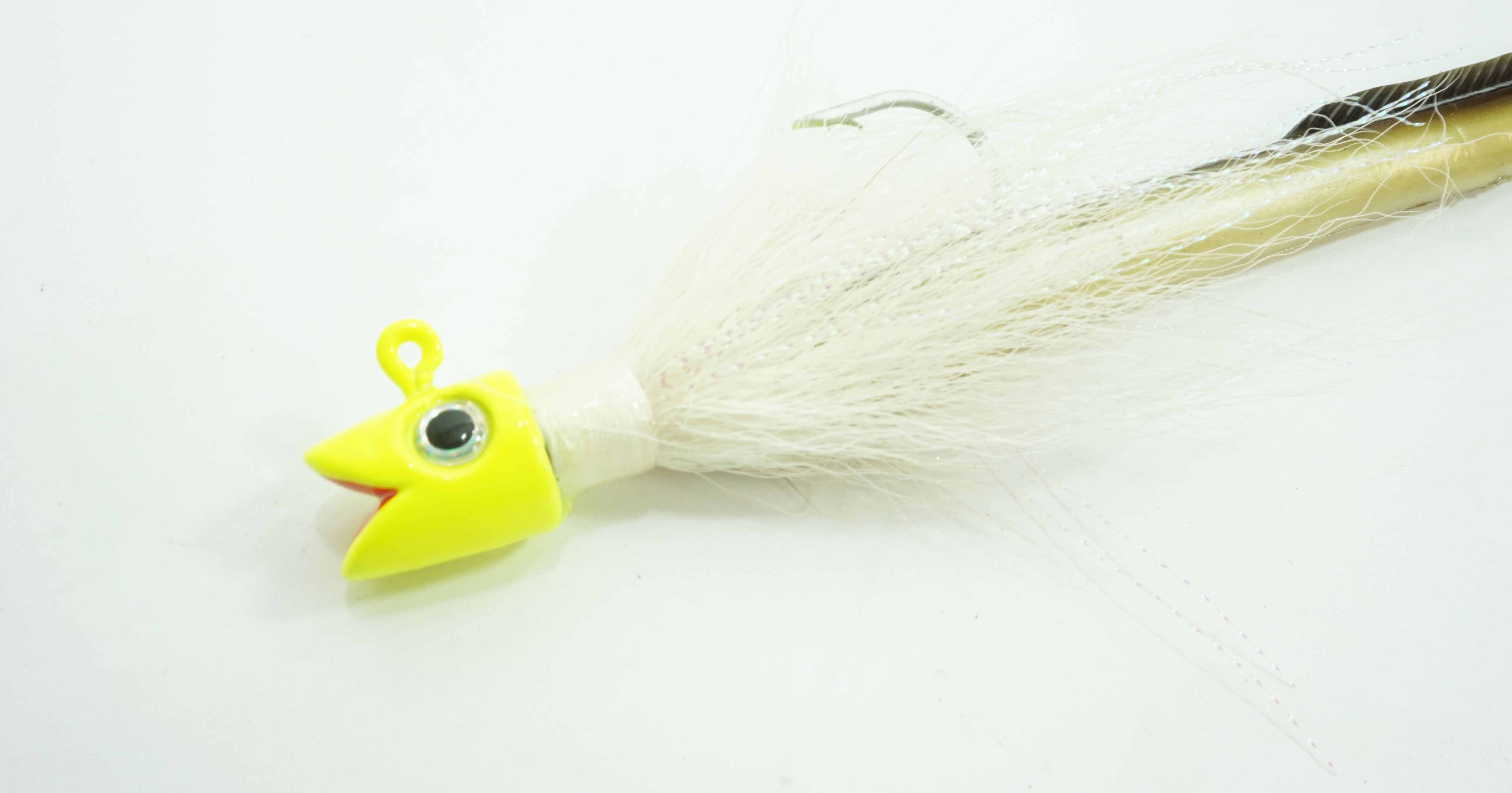 Smiling Bucktail Jig and Eel Chartreuse Head 2oz - Click Image to Close