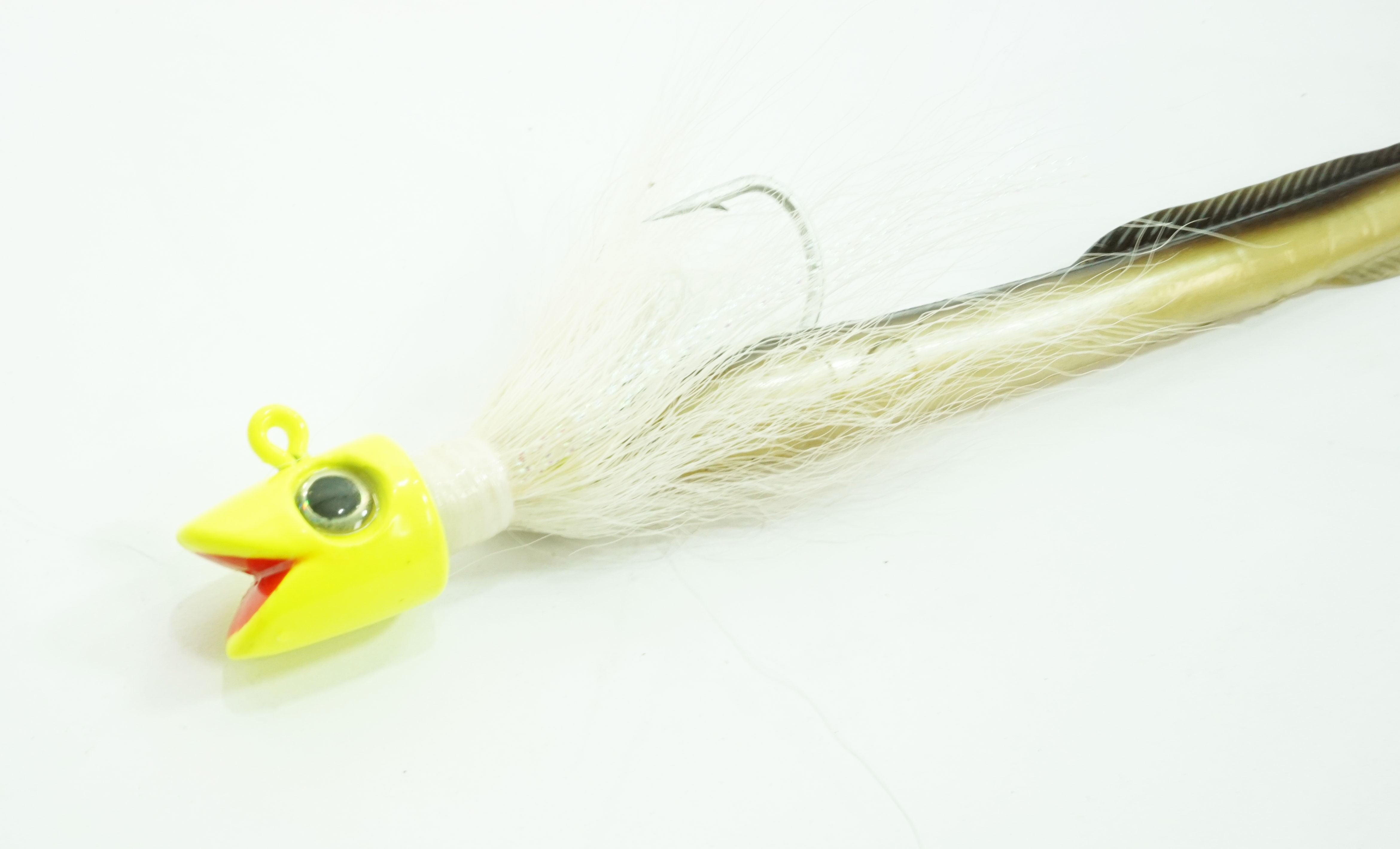 Smiling Bucktail Jig and Eel Chartreuse Head 3oz - Click Image to Close