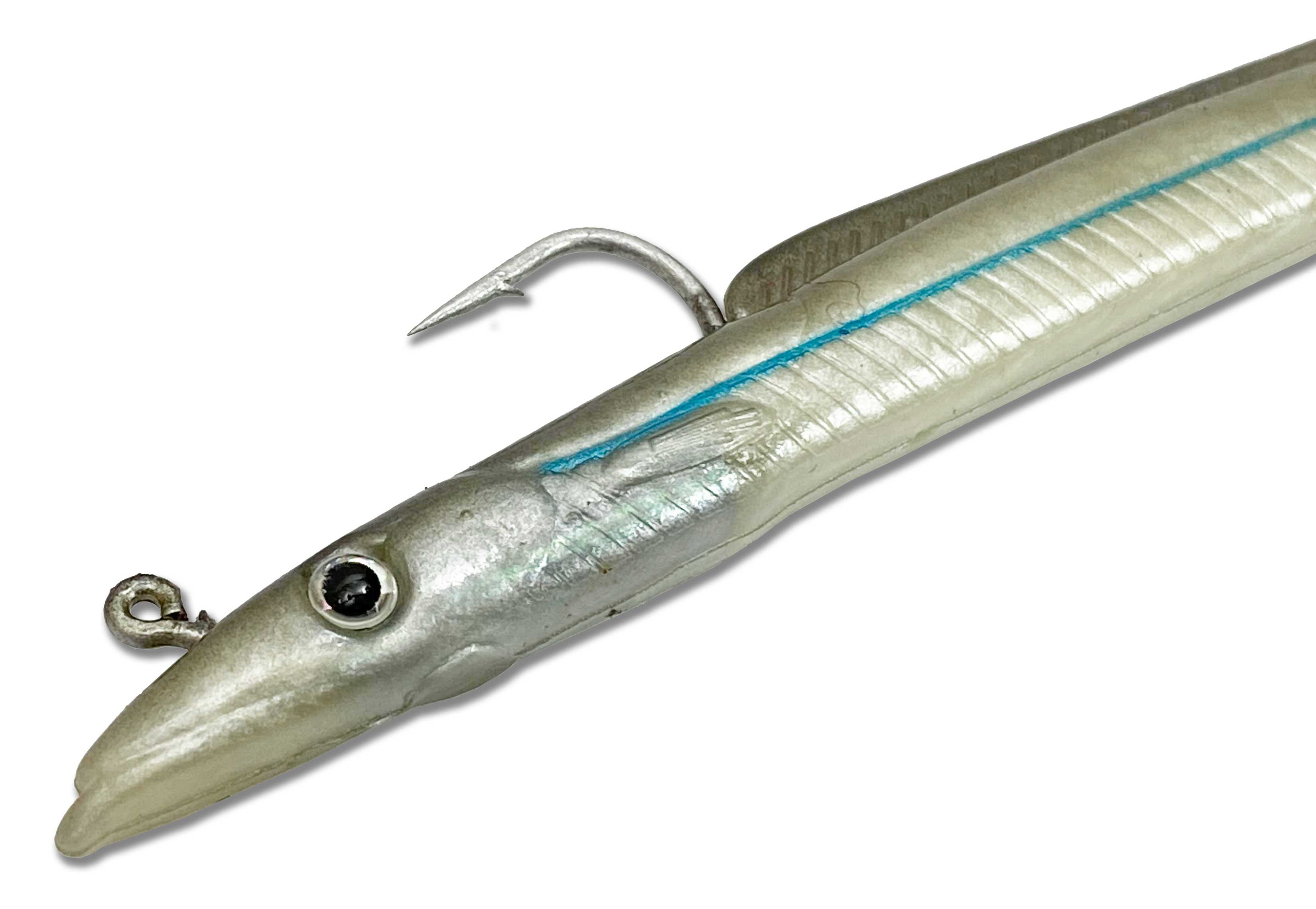 5" 3 Pack Soft Sand Eel Lure Natural Stripe Rigged - Click Image to Close
