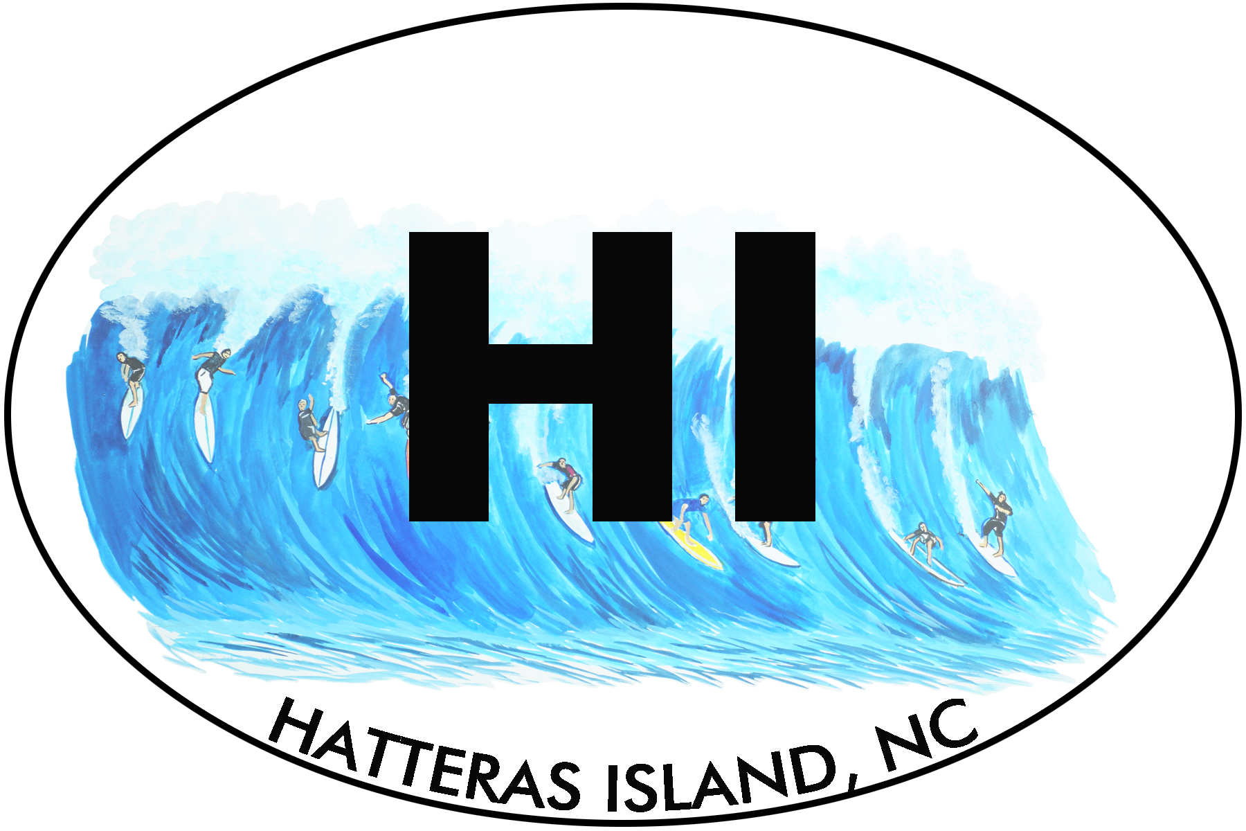 HI - Hatteras Island Surfing Decal/Sticker